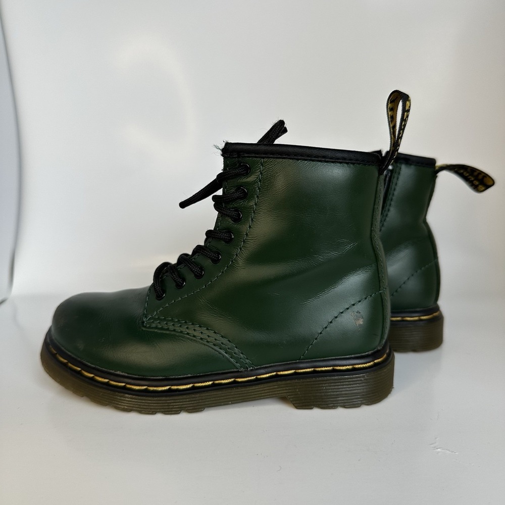 Dr. Martens Kids' 1460 Softy T Leather Lace-Up Combat Boots Toddler SZ 10 Green